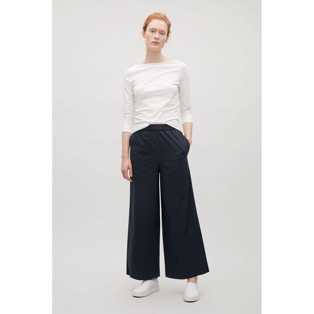 ✨COS Women's Cotton Slip-on Wide-leg Navy Sz XS Pants✨